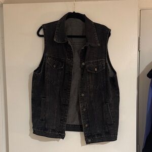 Oversized Black Denim Vest